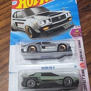Bundle Of Two Cars,Mattel Hot Wheels Mazda RX-3 Compact Kings,Hako Type D.